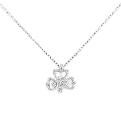 Four Leaf Clover Black Diamond Necklace